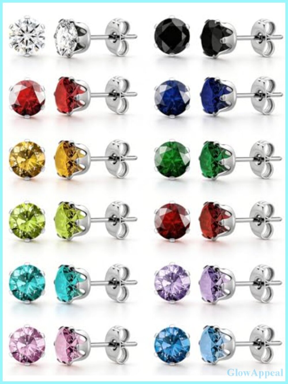 12 Pairs Earrings Set Hypoallergenic Surgical Steel Stud Earrings for Women Men